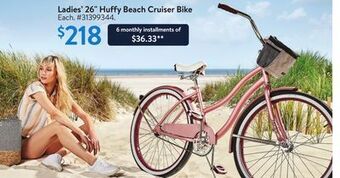 Walmart Ladies' 26 huffy beach cruiser bike offer