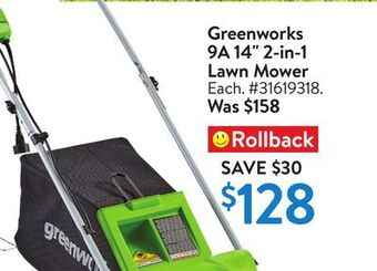 Walmart Greenworks 9a 14 2-in-1 lawn mower offer