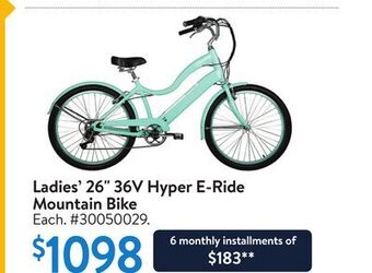 Walmart Ladies' 26 36v hyper e-ride mountain bike offer