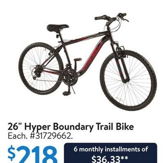 Walmart 26 hyper boundary trail bike offer