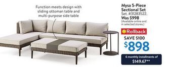 Walmart Mysa 5-piece sectional set offer