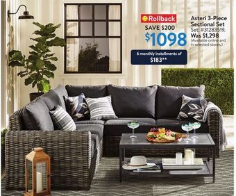 Walmart Asteri 3-piece sectional set offer
