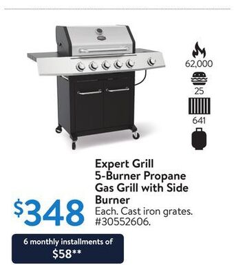 Walmart Expert grill 5-burner propane gas grill with side burner offer