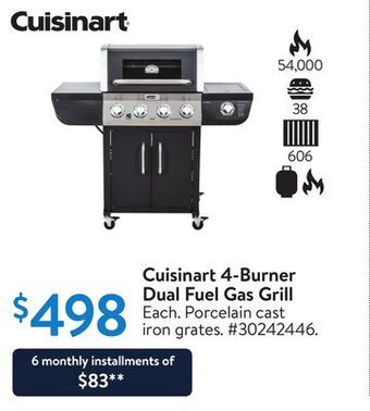 Walmart Cuisinart 4-burner dual fuel gas grill offer