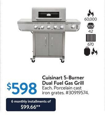 Walmart Cuisinart 5-burner dual fuel gas grill offer