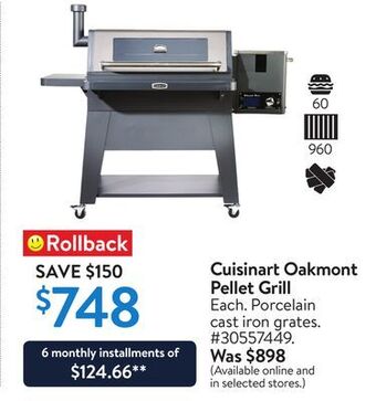 Walmart Cuisinart oakmont pellet grill offer
