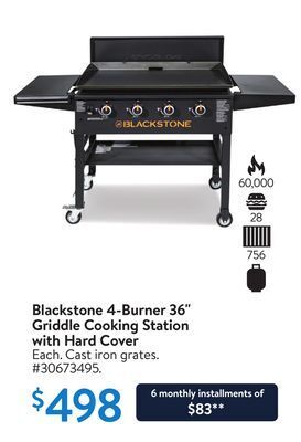 Walmart Blackstone 4-burner 36 griddle cooking station with hard cover offer