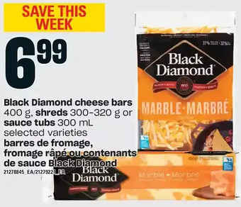 Independent Grocer Black diamond cheese bars, shreds or sauce tubs offer