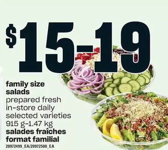 Independent Grocer Family size salads offer