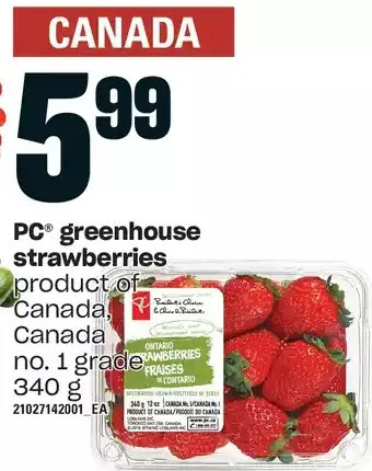 Loblaws Pc greenhouse strawberries offer