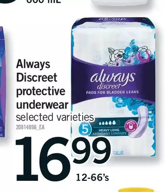 Fortinos Always discreet protective underwear offer