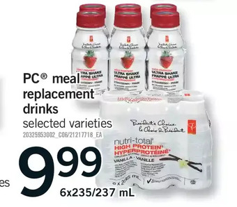 Fortinos Pc meal replacement drinks offer