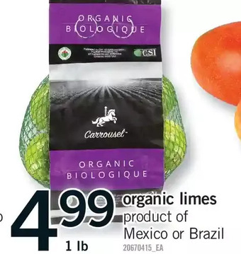 Fortinos Organic limes offer