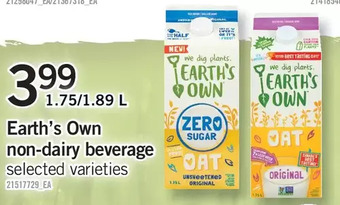 Fortinos Earth's own non-dairy beverage offer