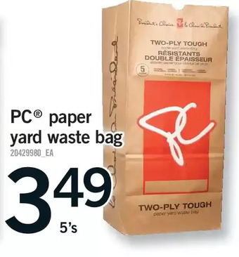 Fortinos Pc paper yard waste bag offer