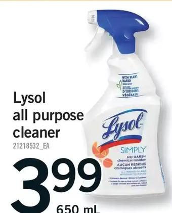 Fortinos Lysol all purpose cleaner offer
