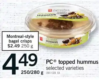 Fortinos Montreal-style bagel crisps | pc topped hummus offer