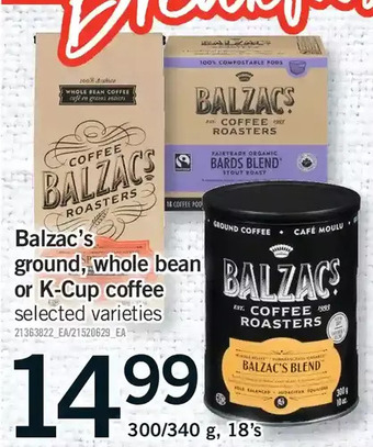 Fortinos Balzac's ground whole bean or k-cup coffee offer