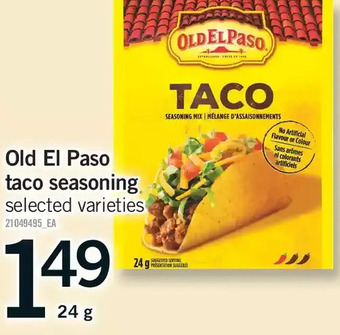 Fortinos Old el paso taco seasoning offer