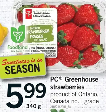 Fortinos Pc greenhouse strawberries offer