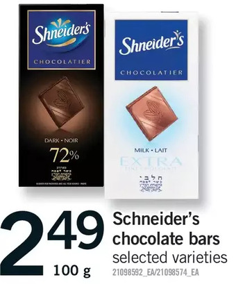 Fortinos Schneiders chocolate bars offer