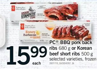 Fortinos Pc bbq pork back ribs or korean beef short ribs offer
