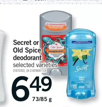 Fortinos Secret or old spice deodorant offer