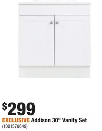 Home Depot Addison 30 vanity set offer