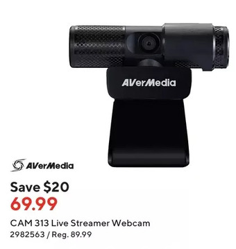 Staples Avermedia cam 313 live streamer webcam offer