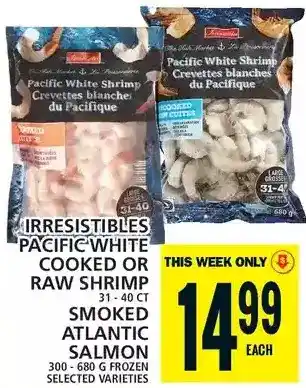 Food Basics Irresistibles pacific white cooked or raw shrimp | smoked atlantic salmon offer