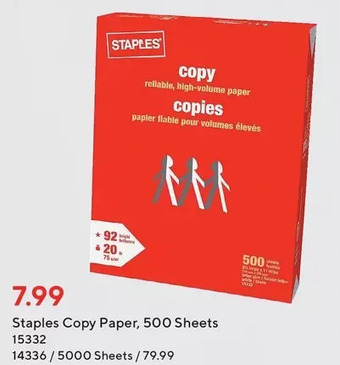 Staples Staples copy paper offer