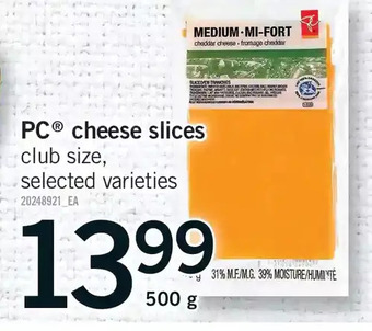 Fortinos Pc cheese slices offer