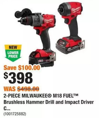 Home Depot Milwaukee m18 fuel brushless hammer drill and impact driver offer
