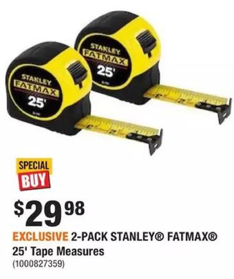 Home Depot 25 ft. tape measure (2-pack) offer