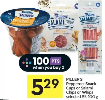 Foodland Piller's pepperoni snack cups or salami chips or whips offer