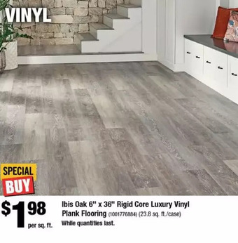 Home Depot Ibis oak 6 x 36 rigid core luxury vinyl plank flooring offer