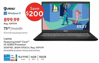 Staples Msi laptop offer