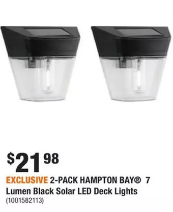 Home Depot 7 lumen black solar led deck lights (2-pack) offer