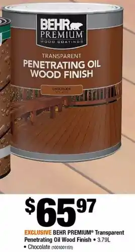 Home Depot Transparent penetrating oil wood finish - chocolate no. 4029, 3.79l offer