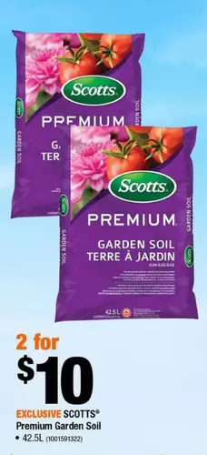 Home Depot Scotts 42.5 l premium all-purpose garden soil growing medium offer