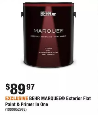 Home Depot Exterior matte paint & primer - ultra pure white, 3.79l offer