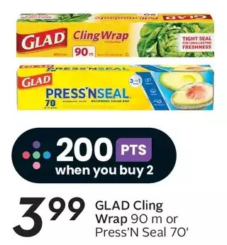Sobeys Glad cling wrap or press'n seal offer