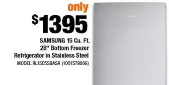 Home Depot 28-inch w 15 cu. ft. bottom freezer refrigerator in stainless steel, counter depth - energy star® offer
