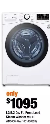 Home Depot 5.2 cu. ft. smart front load washer with ai and wi-fi in white, stackable - energy star® offer