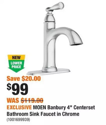 Home Depot Banbury single handle 4-inch centerset/single hole bathroom sink faucet/tap with deck plate in chrome (drain and valve includ offer