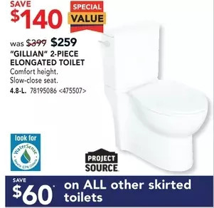 Lowe's Project source gillian 2-piece elongated toilet offer