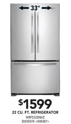 Lowe's Whirlpool 22 cu. ft. refrigerator offer