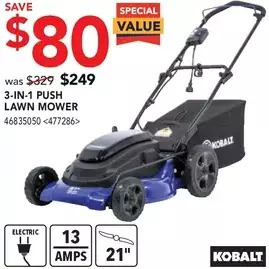 Lowe's Kobalt 3-in-1 push lawn mower offer