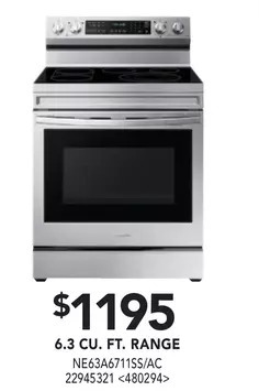 Lowe's Samsung 6.3 cu. ft. range offer