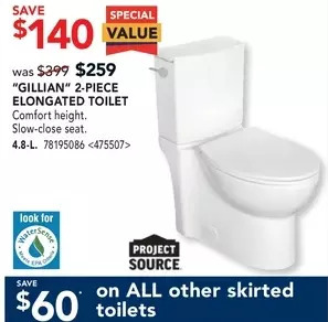 RONA Gillian 2-piece elongated toilet 4.8-l offer
